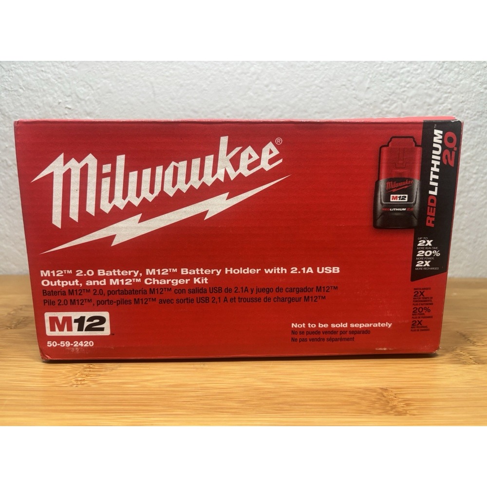Milwaukee M12 Battery Pack & Charger Starter Kit new 50-59-2420 Lithium 12v